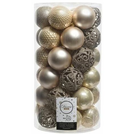 AMICASA Cilindro con 37 Sfere di Vetro di 60mm Pearl per Addobbi di Natale e Decorazioni Festive