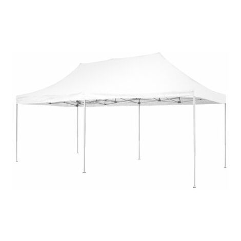 Amicasa Gazebo Pieghevole M 3x6 Bianco. Gambe Telescopiche Parte Bassa 30x30 Mm E Parte Alta 25x25 Mm - F005