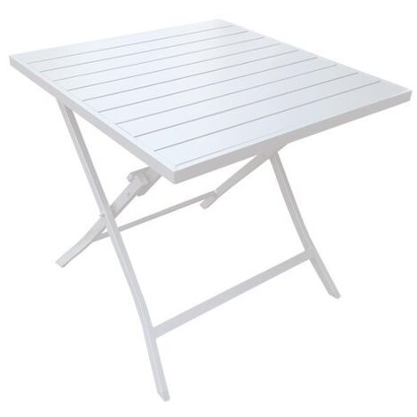 Amicasa Tavolo Sibari Alluminio Pieghevole 77x77 Cm Bianco