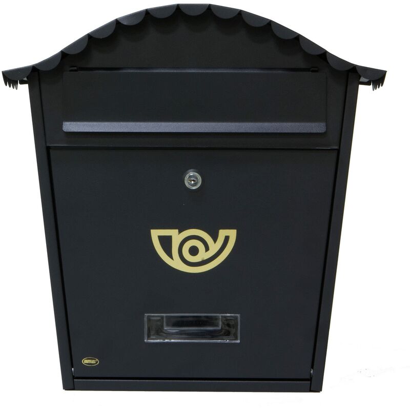 Image of Cassetta postale esterna Cassetta delle lettere per parete, parete o recinzione Dimensioni: 37 x 32 x 10,5 cm Acciaio Colore Nero - Amig
