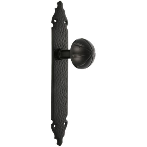 AMIG  Bouton de porte avec plaque  19  280 x 45 x 2 mm  Plaque d'acier, Poignée zamak  Noir