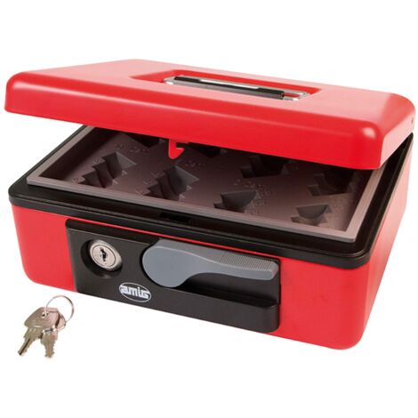 AMIG  Coffret à monnaie  2500  230 x 185 x 80 mm  Acier  Rouge