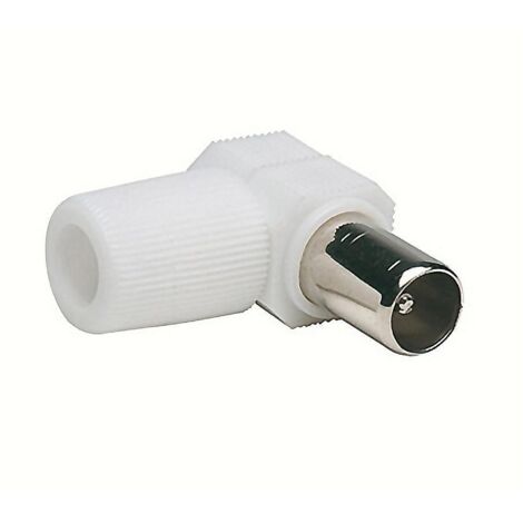 AMIG conector tv 9,5mm. 3112 macho , Conector macho y acodado para cable coaxial de TV. Mod. 3112. - Poliestireno. - 9,5 mm. - Blanco. - 0.0080 kg. - Macho.