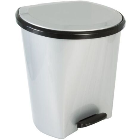 AMIG CUBO BASURA METAL OVAL PEDAL ARO GRIS 25 L.