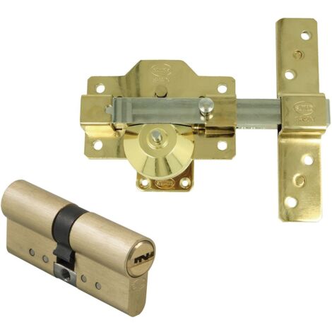AMIG JUEGO CERROJO LLAVE/BOTON+BOMBILLO 30+30 ANTIBUMPING ORO