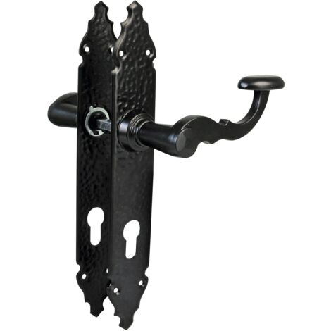 AMIG  Poignées sur plaque à cylindre  100PB  280 x 44 mm  Plaque d'acier, Poignée zamak  Noir