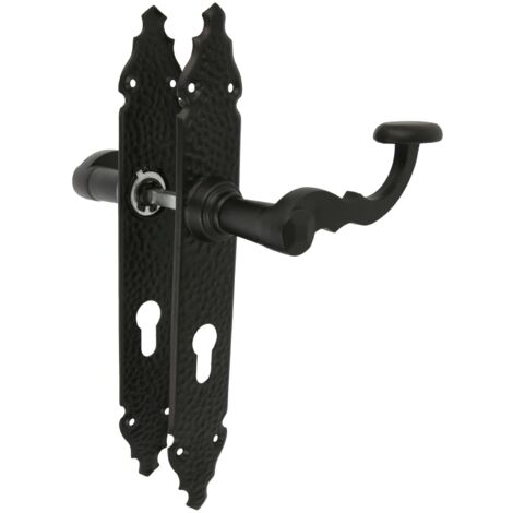 AMIG  Poignées sur plaque à cylindre  100PB  280 x 44 mm  Plaque d'acier, Poignée zamak  Noir