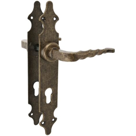 AMIG Poignées sur plaque à cylindre 101PB 280 x 44 mm Plaque d'acier, Poignée zamak Vieilli