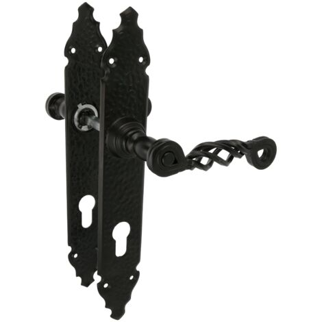 AMIG  Poignées sur plaque à cylindre  102PB  280 x 44 mm  Plaque d'acier, Poignée zamak  Noir