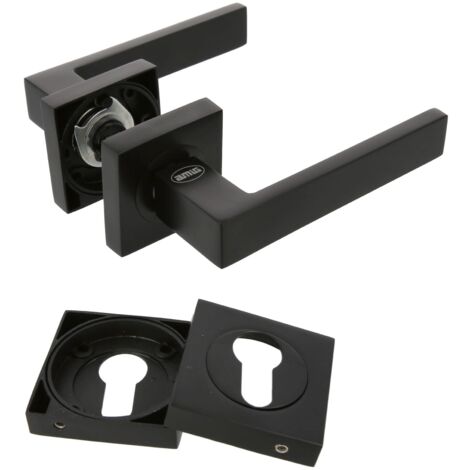 AMIG  Poignées sur rosace + rosace  CADIZ  51 x 51 mm  Zamak  Noir mat