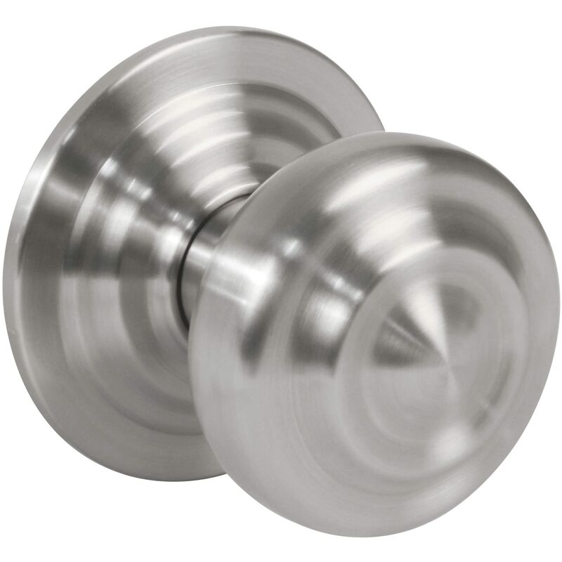 Image of Pomello Mod. 51 argento rotondo in ottone per porte esterne di ingresso cromato opaco diametro maniglia 70 mm · Altezza 73,5 mm Include vite e dado