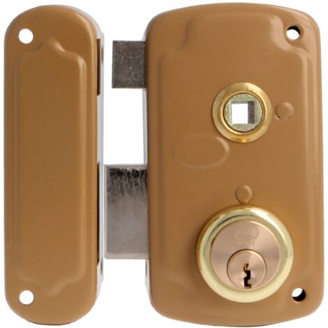 AMIG Serrure en applique et verrous 75UN 66 x 120 mm Acier Émaillé or - Gauche