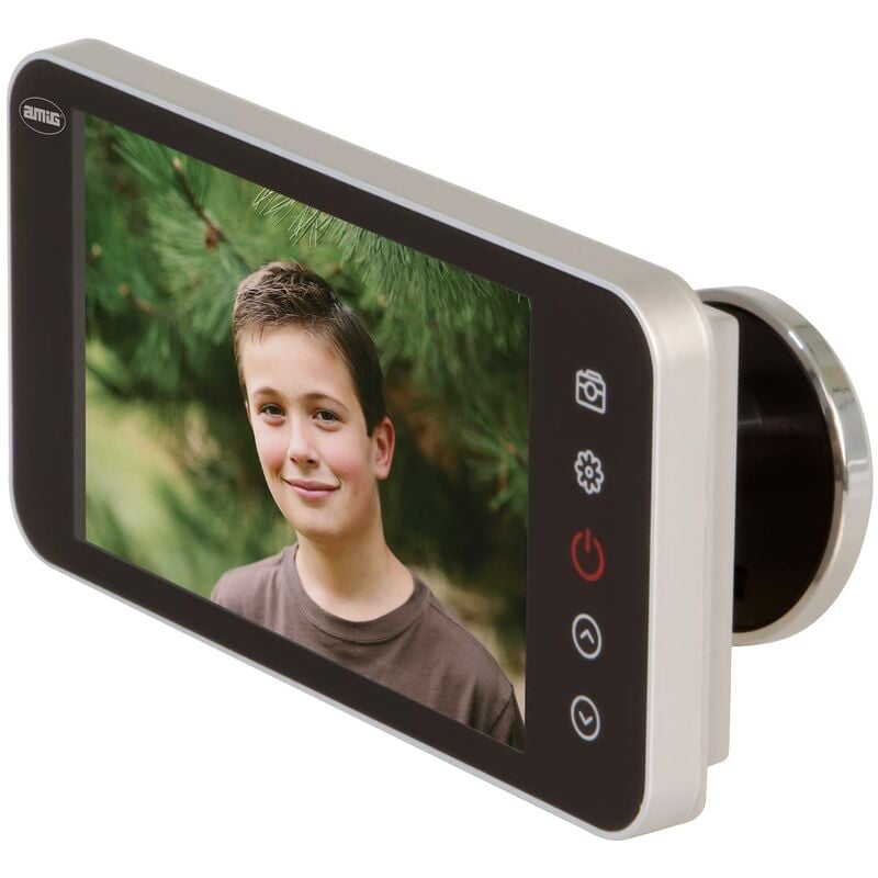 Image of Amig - Spioncino digitale argentato Mod.DWR 4.0 con schermo lcd 4'' hd, fotocamera e memoria da 1 gb per foto Per porte di spessore 40-70 mm e foro