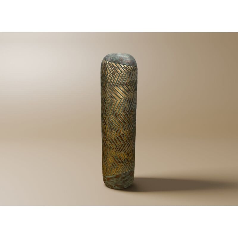 Amira - Vase xl en polyrésine vert et doré H54 cm amira