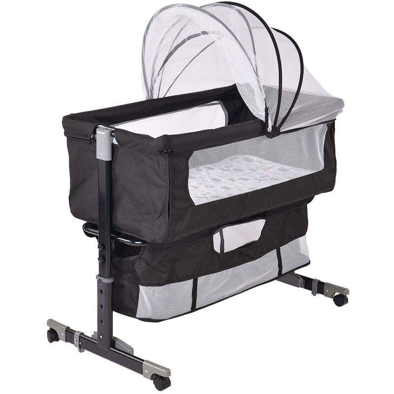 (Amélioré)Lit Cododo, Berceau Bébé, Lit Bébé 2 en 1, dès la Naissance, Noir