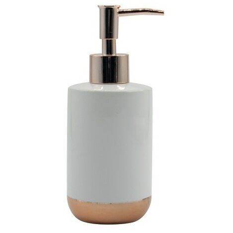 AMMAN Dispensador de jabón cerámico blanco y dorado MSV