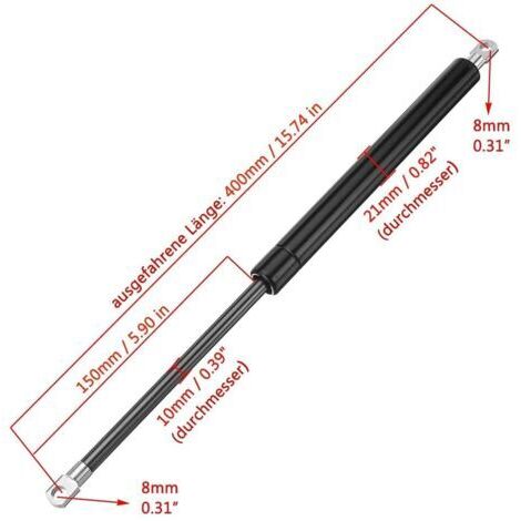 Ammortizzatori a molla da 400 mm e 750 N per auto - Set da 2 - Acciaio inossidabile - Installazione semplice per cofani e bagagliai