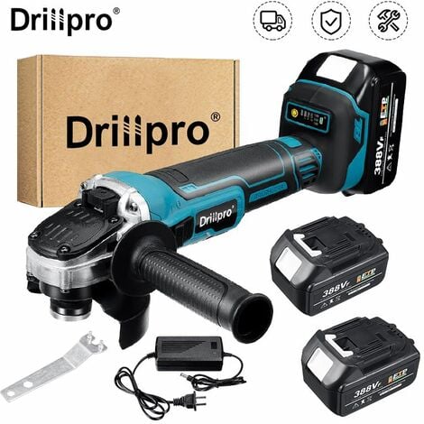 DRILLPRO Amoladora angular inalámbrica Amoladora de disco de 125 mm para batería Makita con 2 baterías LBTN