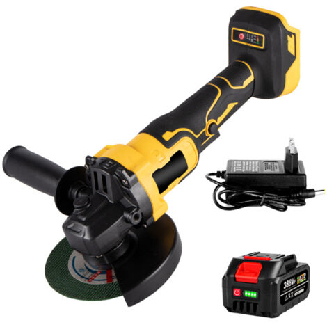 Amoladora angular inalámbrica de 18 V y 10 000 rpm, potente, con motor sin escobillas y empuñadura auxiliar, ideal para cortar y pulir.