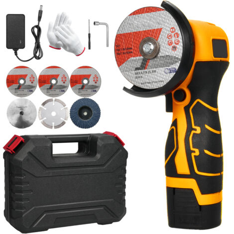 Amoladora angular inalámbrica de 7000 rpm, mini amoladora eléctrica con batería de 16,8 V y 2000 mAh, ideal para cortar ladrillos, madera, piedra y acero pulido.