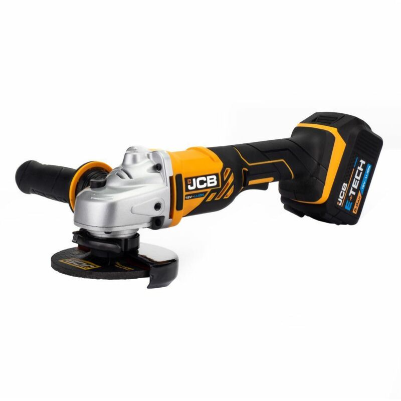 Amoladora Angular Inalámbrica JCB 115 mm 2x5,0 Ah, para Corte y Amolado, Velocidad 8000 rpm, Batería de 18 V, Incluye Disco de Amolar y Bolsa de