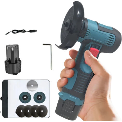 Amoladora angular inalámbrica - Mini amoladora de 4000 mAh - 10 mm. Compatible con amoladoras angulares inalámbricas Makita (1 batería, 1 cargador).