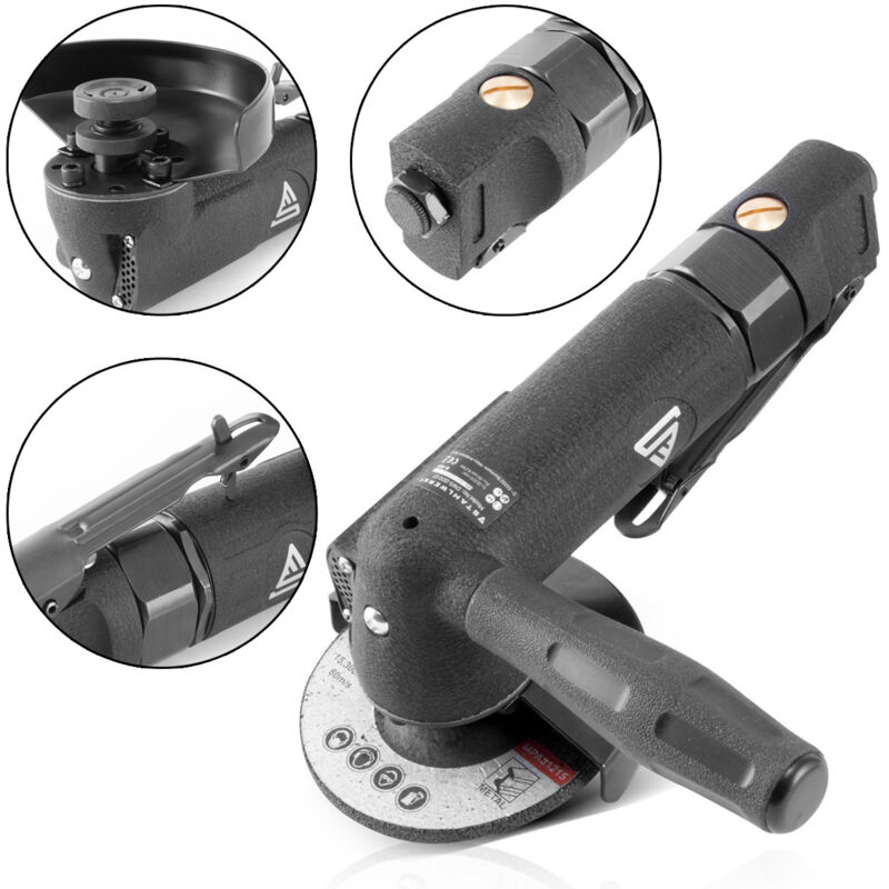 

Amoladora angular neumática profesional para discos de corte y desbaste de 100 mm para su uso en el taller para trabajos de automoción