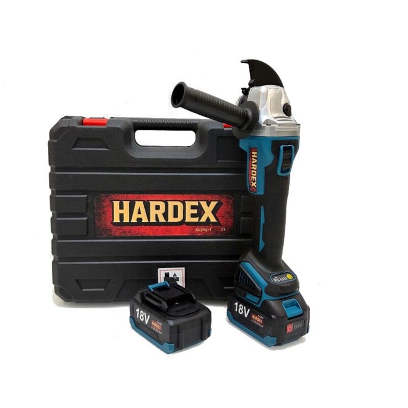 Amoladora angular sin escobillas HARDEX 125 mm 2 baterías de 4,0 Ah