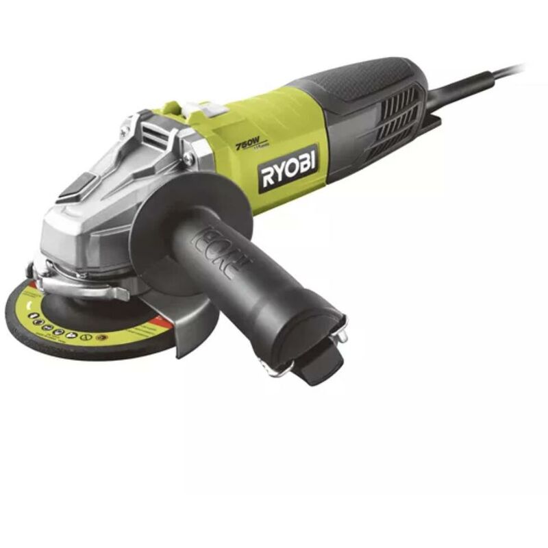 

Ryobi - Amoladora angular 800 W diam. 115 mm + disco con amolar metal ø 115 mm + llave de servicio