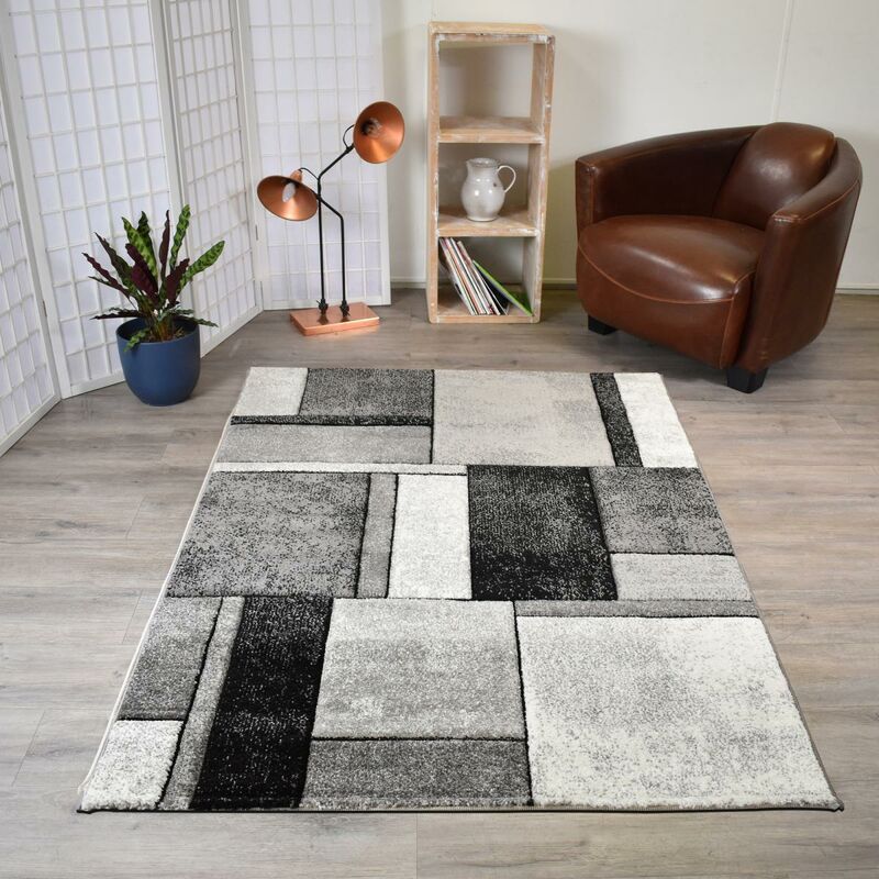 

Alfombra de estar moderna del diseño geométrico del pelo Ras rectangular - Short Stack de entrantes Interior - Entrada de la alfombra multicolor de