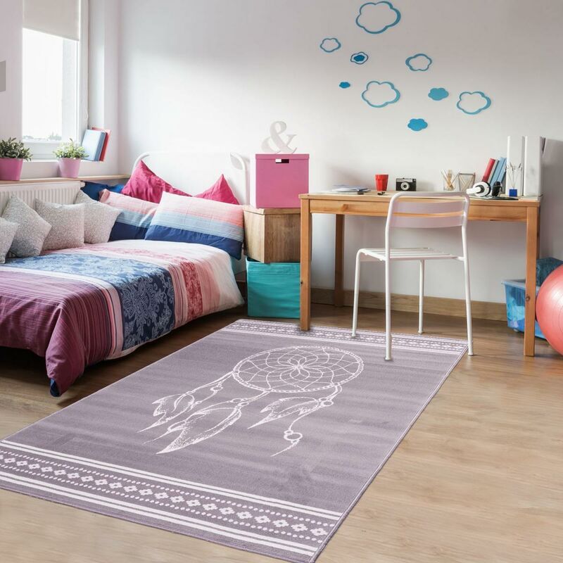 

Alfombra Diseño del dormitorio moderno Niño - Alfombra dormitorio adolescente del muchacho del bebé - gris Alfombra 60x110 cm - Gris - Unamourdetapis