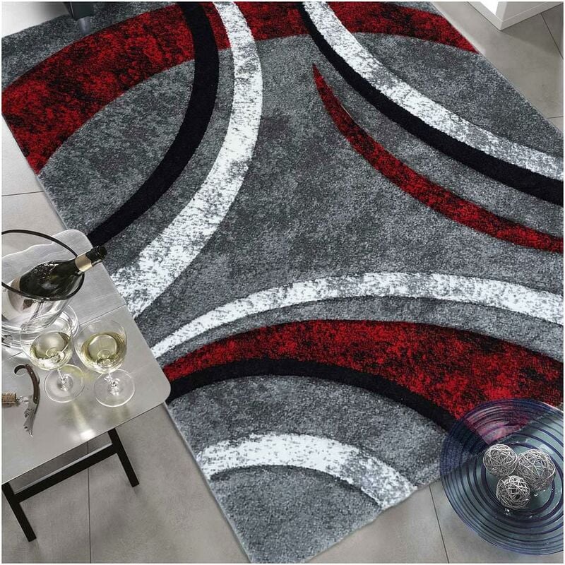 

Alfombras la vida moderna de pelo el diseño Ras - Pequeño Alfombra rectangular Living Room - Turquesa - Alfombra Alfombra roja Gris Negro 80x150 cm