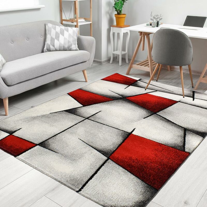 

UnAmourDeTapis - Alfombras la vida moderna de pelo el diseño Ras - Pequeño Alfombra rectangular Living Room - Turquesa - Alfombra Alfombra roja Salón