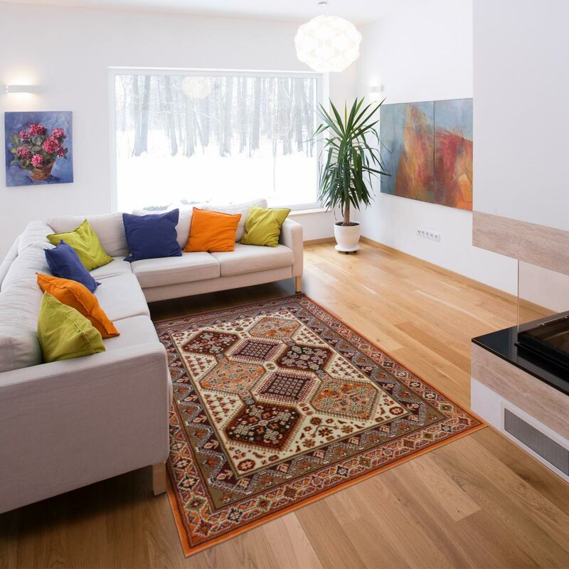 

UnAmourDeTapis - Alfombra moderna peluquería del diseño geométrico de Ras - Petit Salon alfombra beige 80x150 cm - Beige