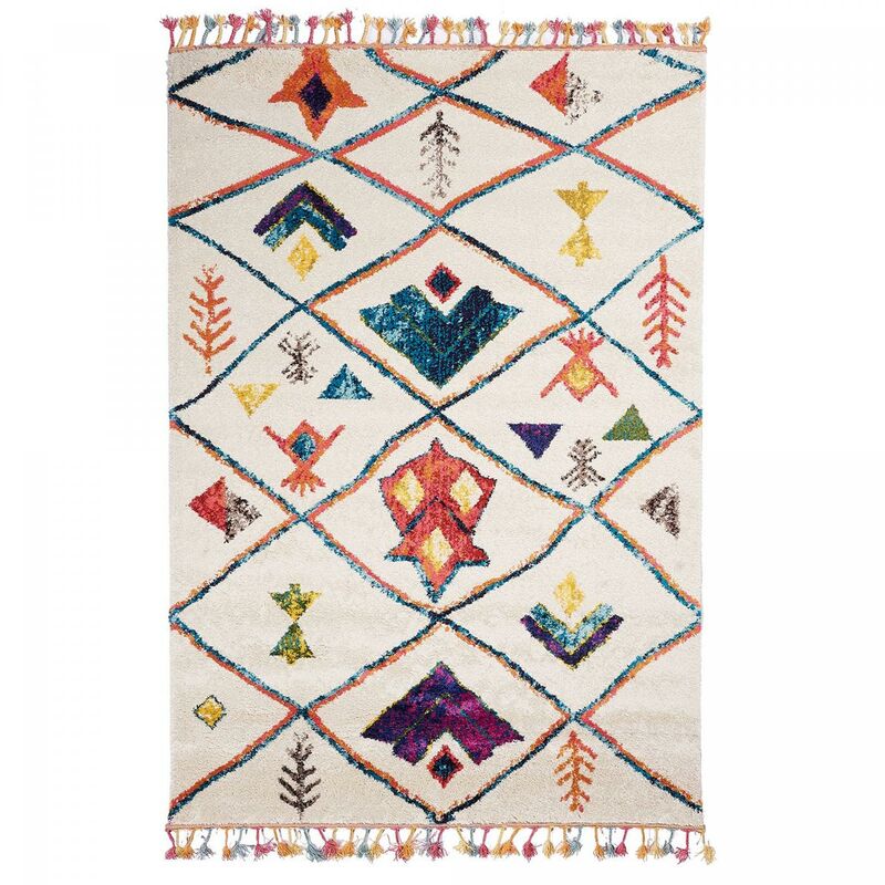 

Diseño de alfombras y moderno Berber Tribal Mk 03 en polipropileno blanco - Blanc