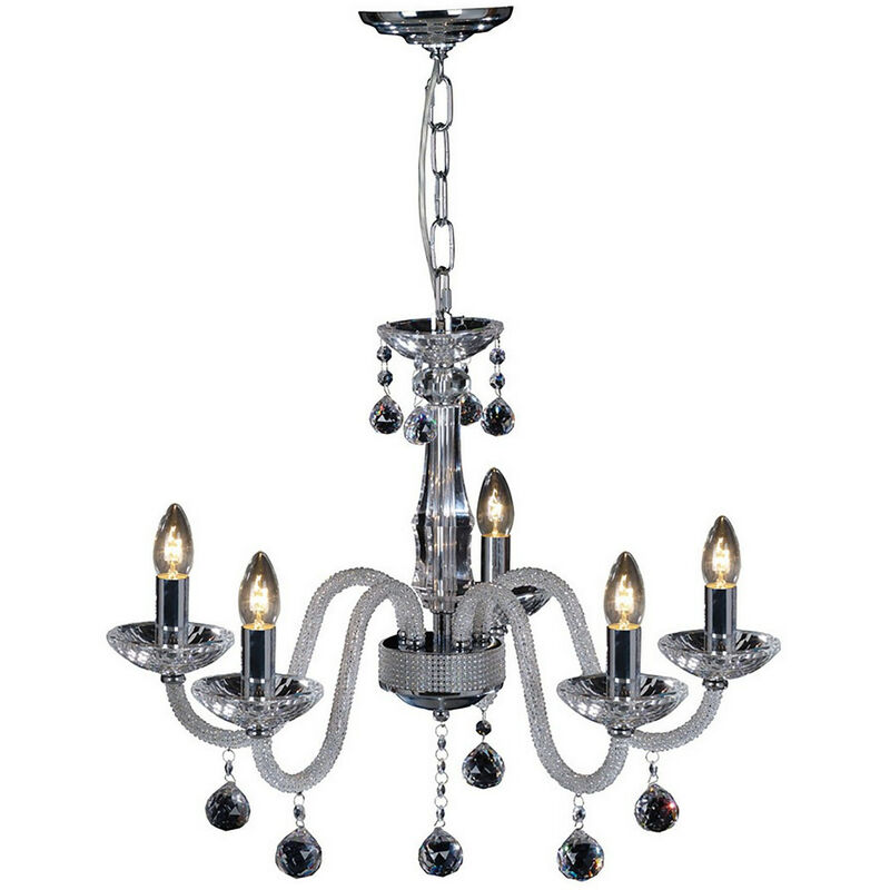 Inspired Amora Colgante 5 Luces E14 Cromo Pulido/Cristal