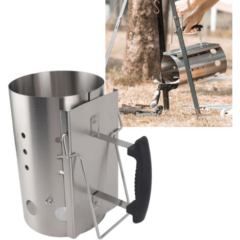 [Amorce à Charbon] Allumeur Chimney en Acier Inoxydable Portable pour Barbecue Camping Picnic Starter Barrel