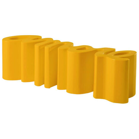 Amore  Giallo zafferano panca originale Slide di design panchina da esterno interno giardino colorata polietilene terrazza veranda