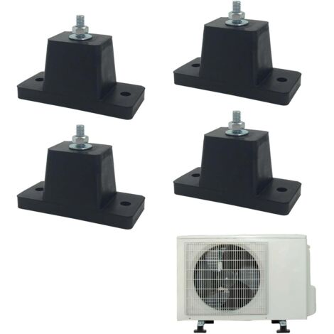Amortiguador antivibración de goma (4 piezas), soporte de goma para aire acondicionado, altura 4 cm, juego de cuatro, apto para aires acondicionados de interior y exterior (negro)