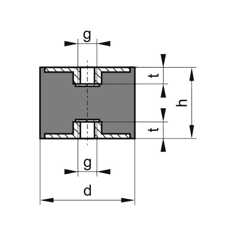 

Bloque de silencio (tapón) caucho C20x15mm M6