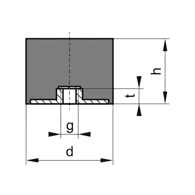 

Bloque de silencio (tapón) caucho E60x40mm M10