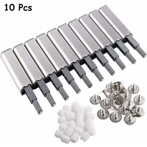 Amortisseur de Porte, 10 Pièces Tampon Amortisseur Push to Open Loquet, Push to Open System Tampon Amortisseur pour Porte D'armoire Tiroir Loquet avec Embout Aimanté pour Porte, Armoire, Tiroir