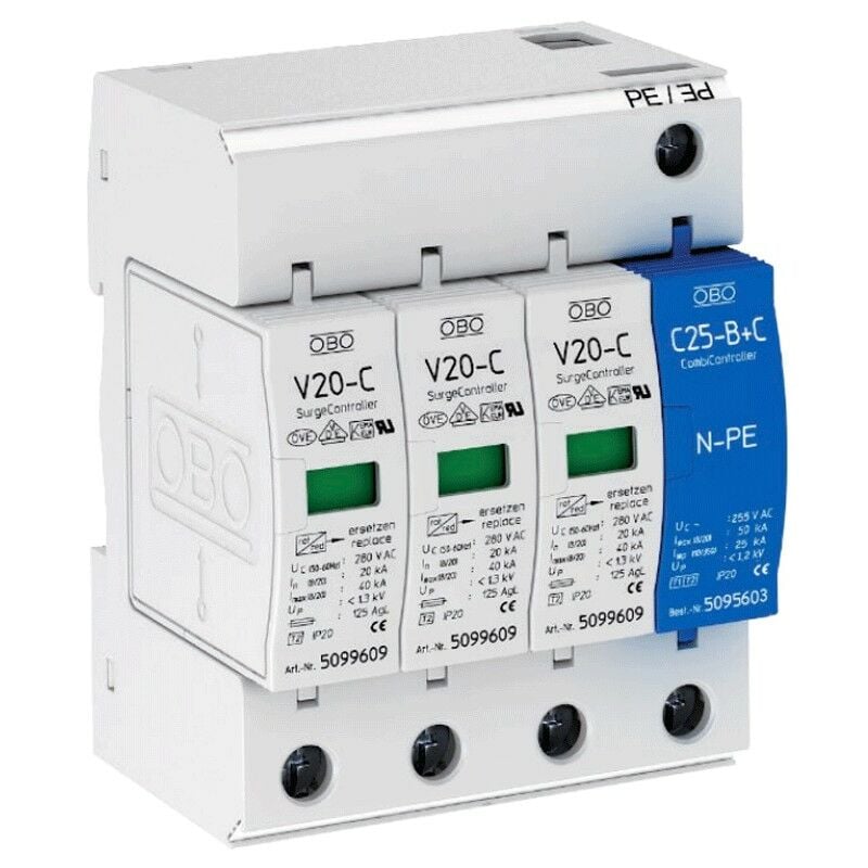 Limiteur de surtension Obo Betterman 20KA 3P+N + npe 5094656