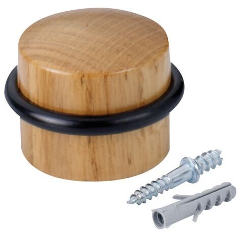 Amortisseur en chêne 25mm – Hauteur 40mm – Anneau en caoutchouc pour protection surfaces – Butée de porte pour murs – Inofix