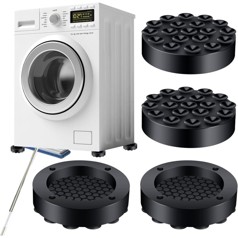 Amortisseurs De Vibrations Machine à Laver, 4 Pièces Tapis Anti Vibration Machine a Laver, Anti Vibration Forte Adsorption, Tapis Machine à Laver