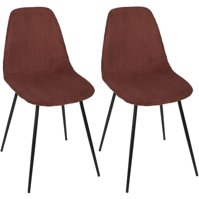 Altobuy - amory - Lot de 2 chaises en velours côtelé coloris terracotta