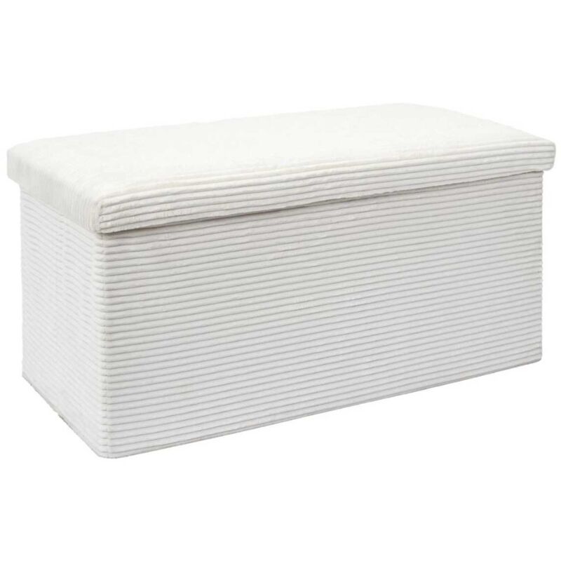 Altobuy - amory - Banc Coffre Pliable Côtelé Beige 76x38 cm