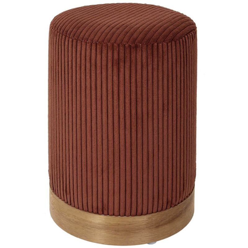Altobuy - amory - Pouf en velours côtelé coloris terracotta socle en mdf