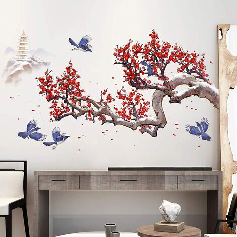 Tapisserie murale sticker salon arbre oiseau oiseau Bauer wbm53