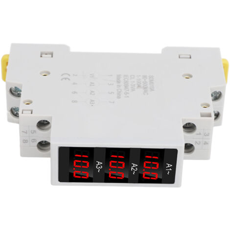 Ampèremètre à Rail DIN triphasé, affichage numérique LED, ampèremètre de haute précision avec capteurs AC80-500V 1-100A